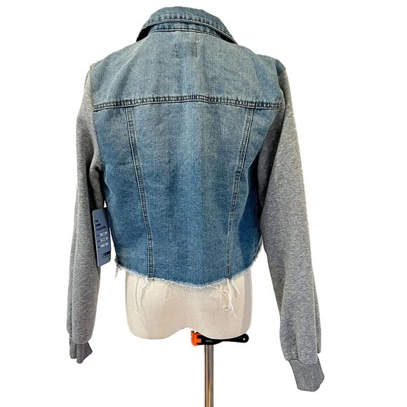 Ci Sono Denim Jean Jacket Sweatshirt Sleeves Small NEW NWT - Picture 2 of 8